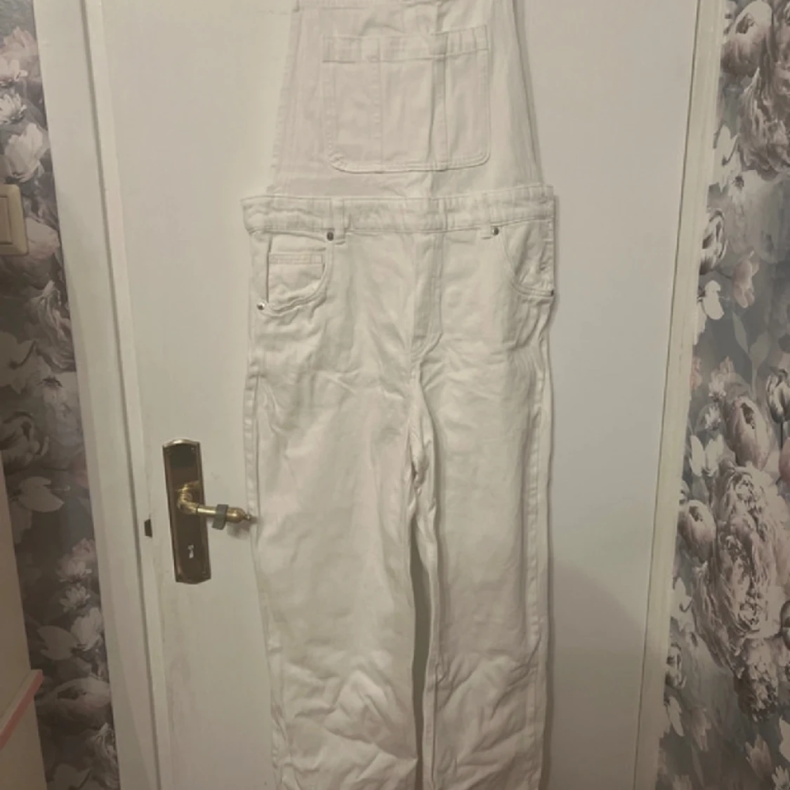 Jeans Hängselbyxa Vit - 90