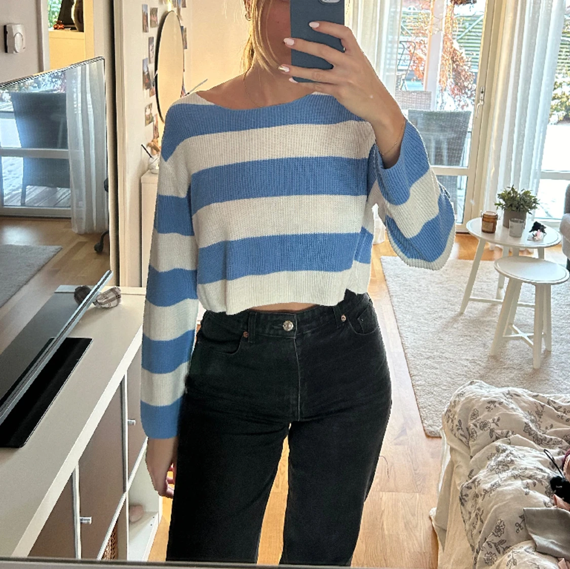 Croppad stickad tröja