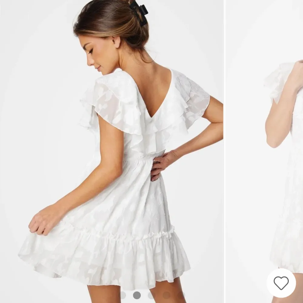 En vit klänning som är helt oanvänd där lappen sitter kvar, i stl 40. Säljer pågrund av att den inte kom till användning . Klänningar.
