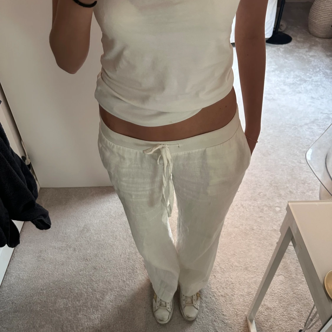 Lågmidjade linnebyxor  - 90