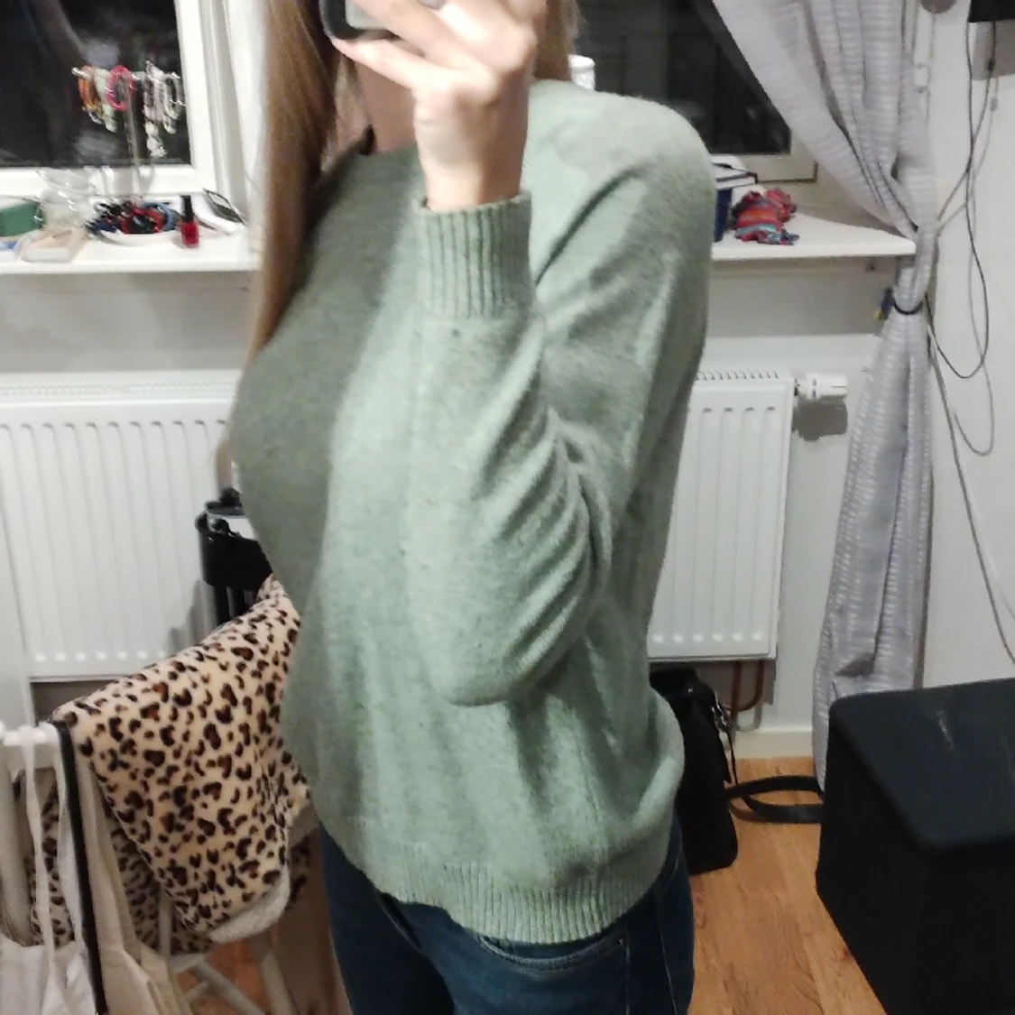 Grön stickad vila tröja - 91