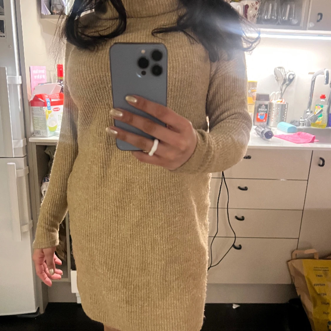 Beige stickad tunika/klänning