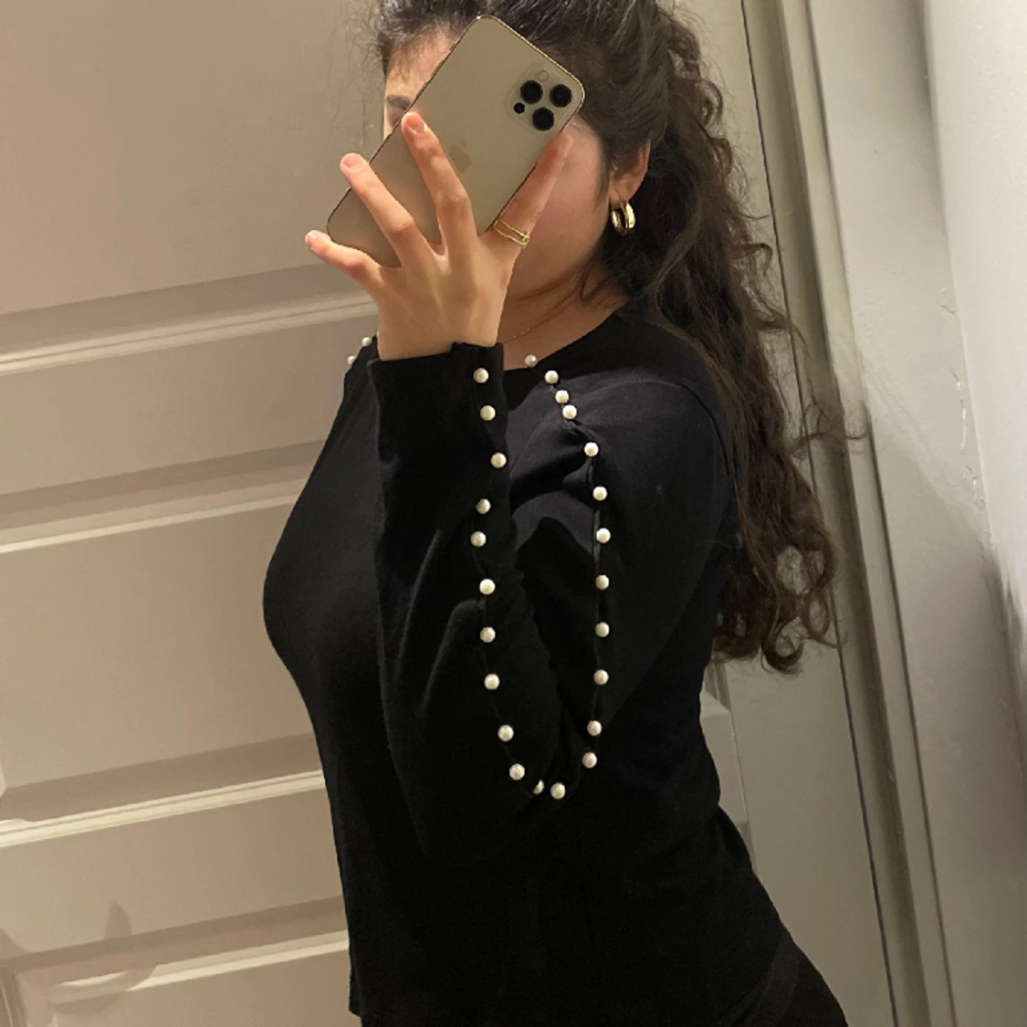 Svart tröja pärlor Lindex - 91