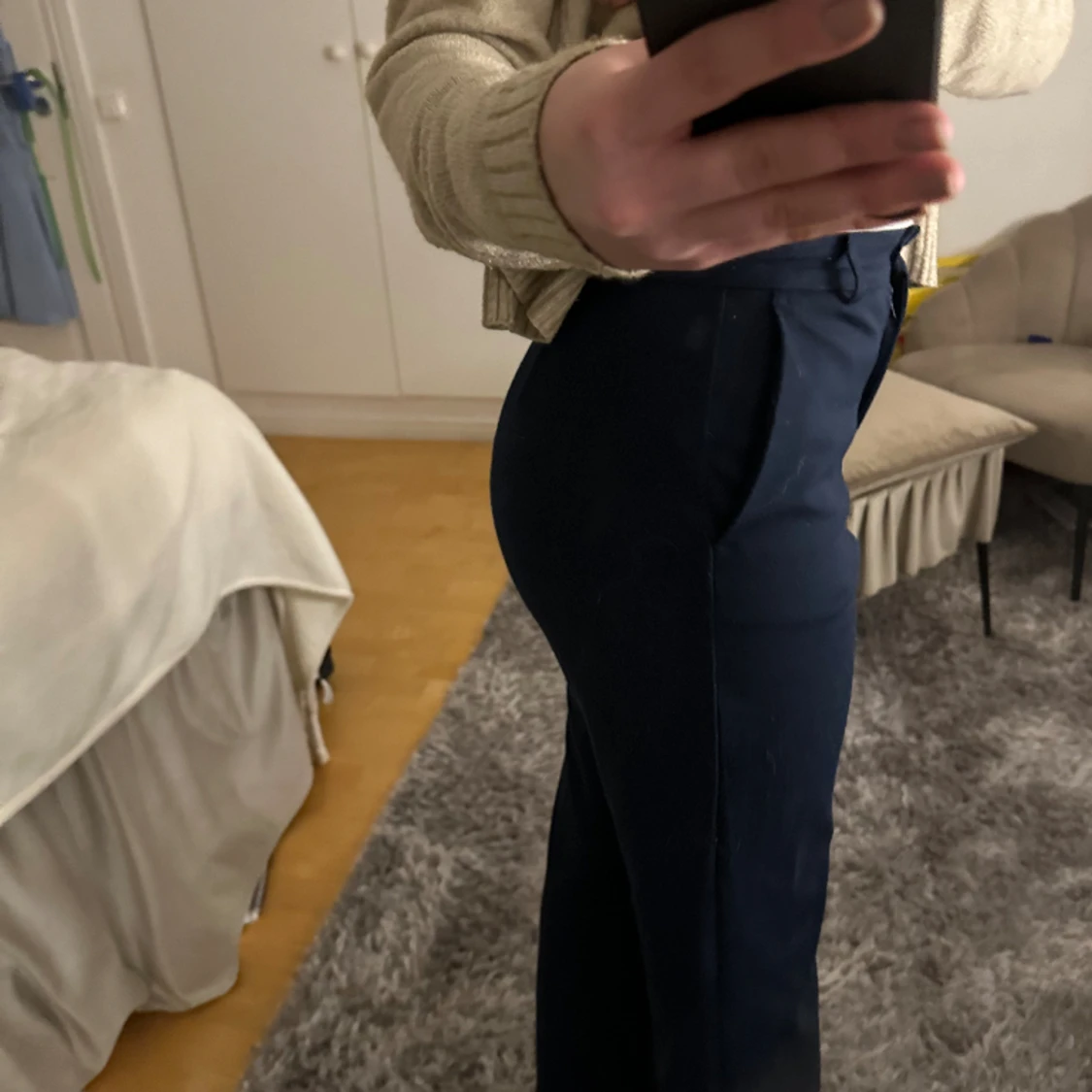 Marinblå kostymbyxor  - 90