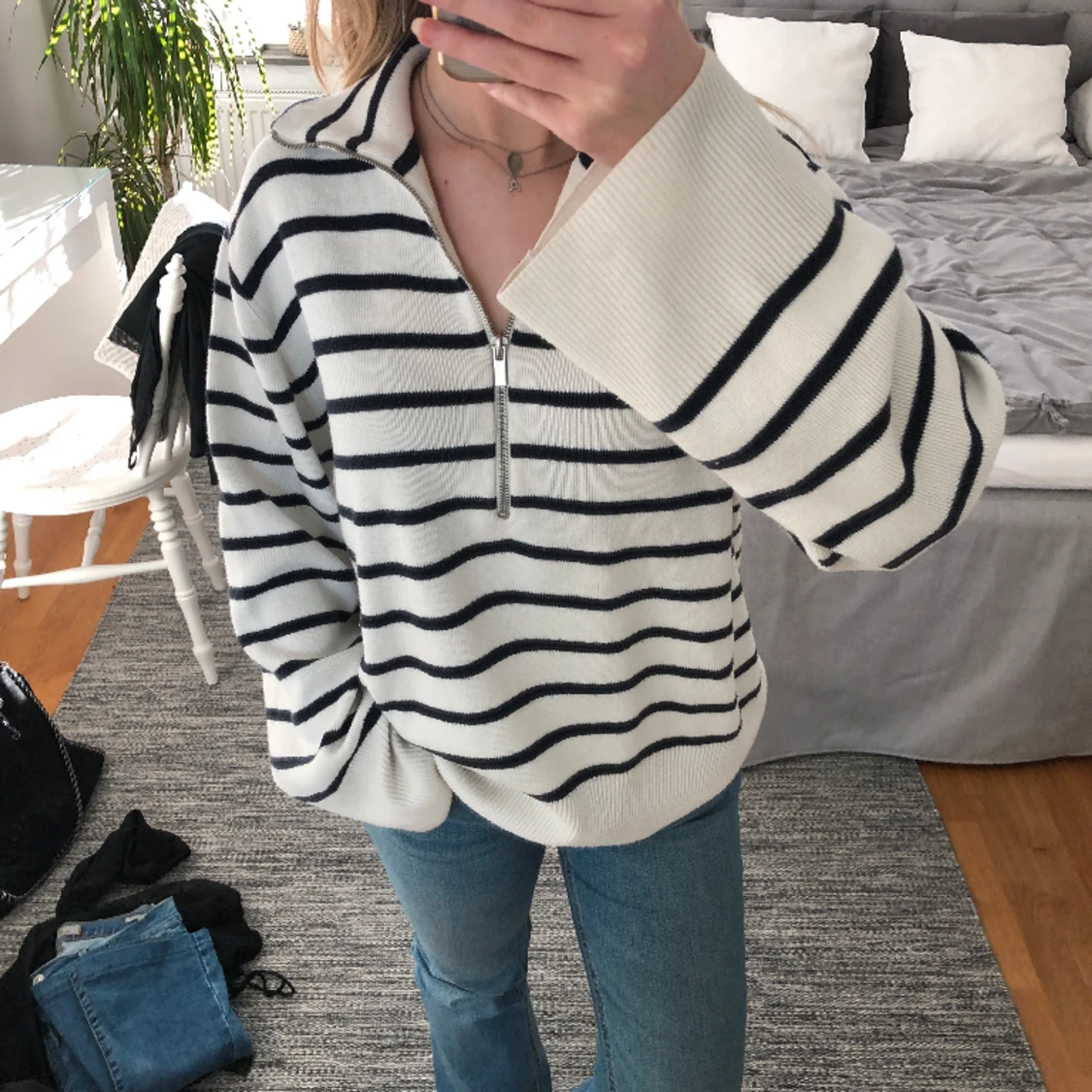 Randig ziptröja  - 90