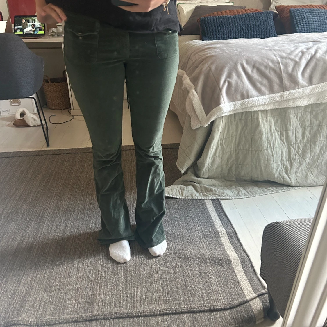 Gröna lågmidjade jeans