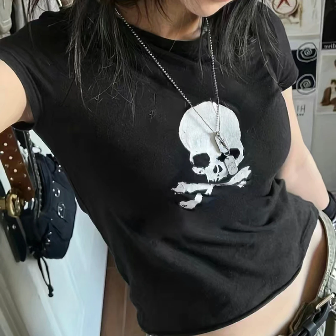 Kort t-shirt med tryck