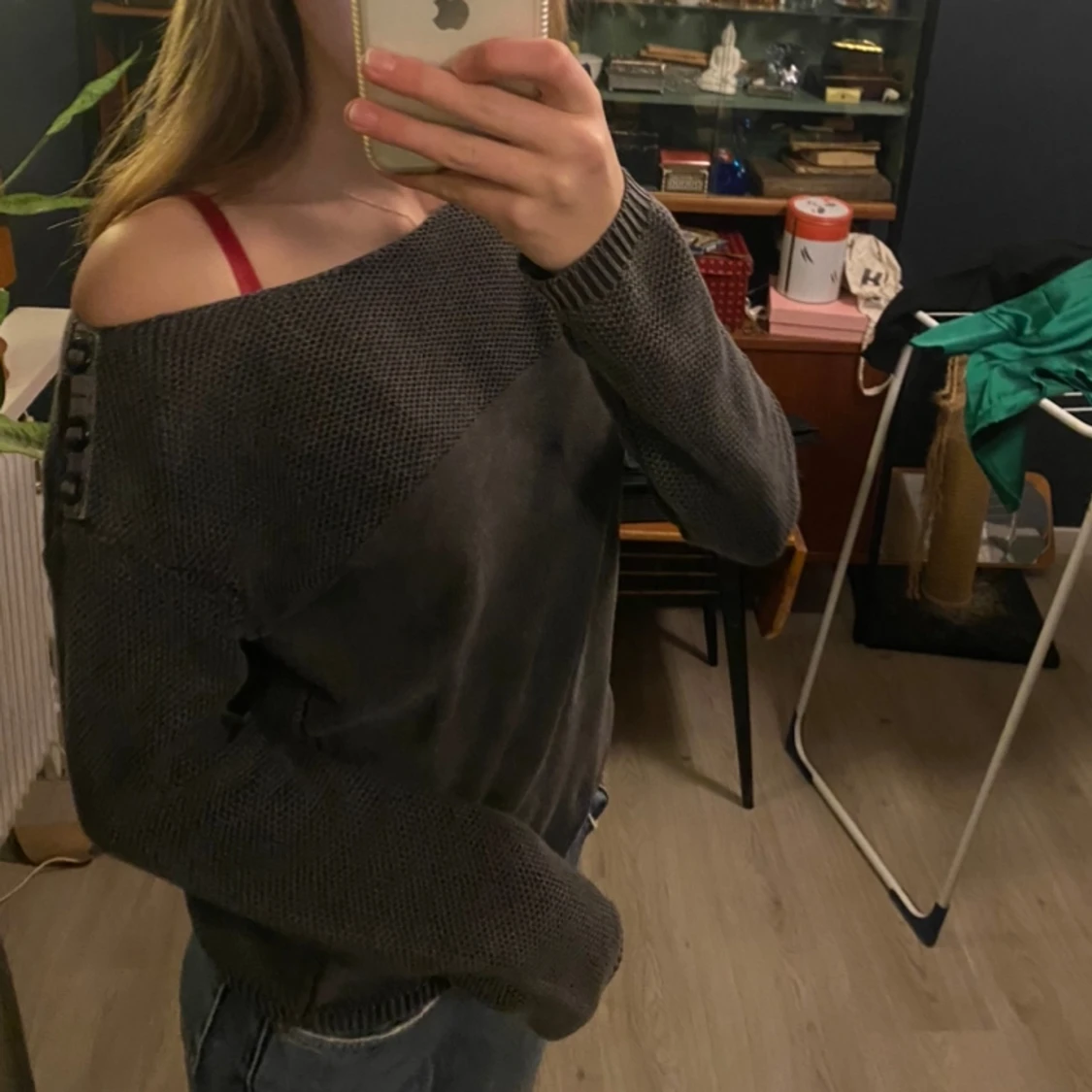 Stickad offshoulder tröja - 91