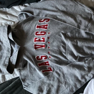 Grå hoodie - Ljusgrå hoodie med rött tryck