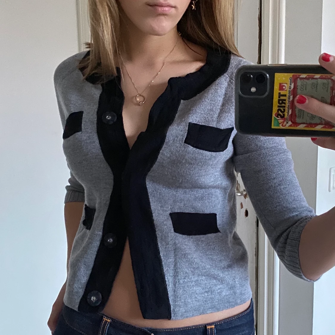 Söt grå kofta - 90