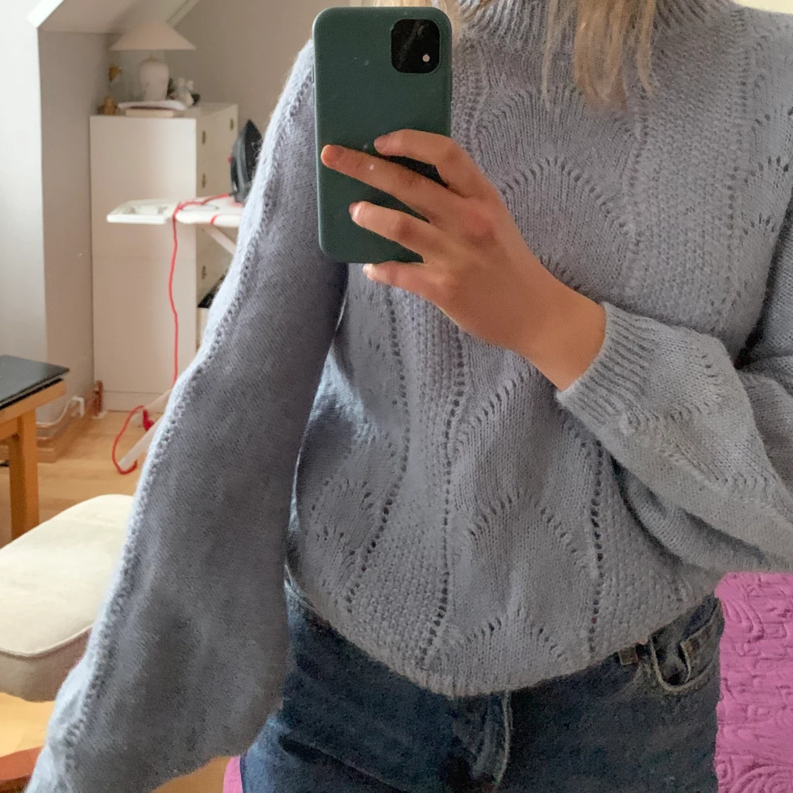 Blå Stickad tröja - 91