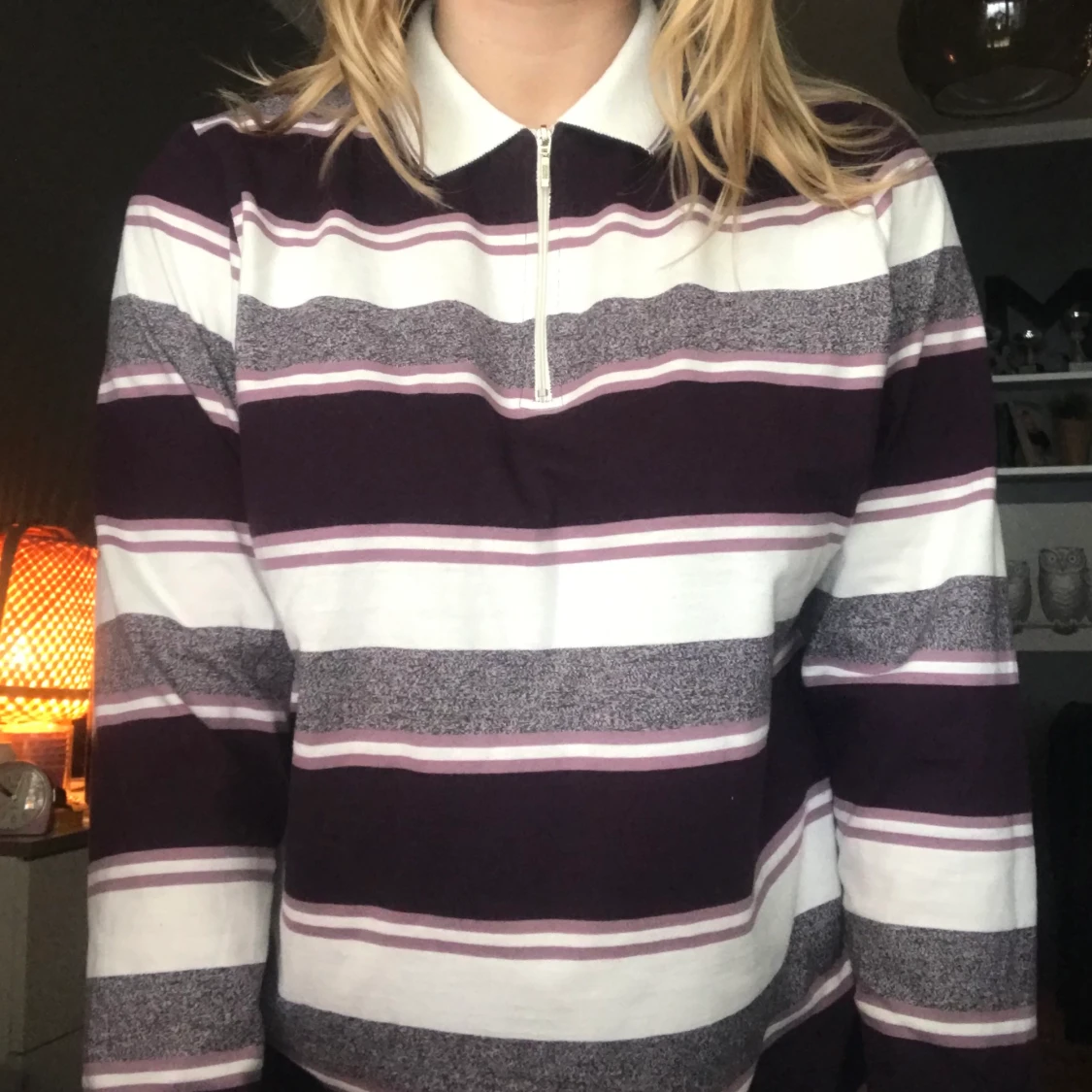 Randig tröja med krage - 91