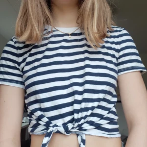 Blå-vitrandig crop top - Använd ett par gånger