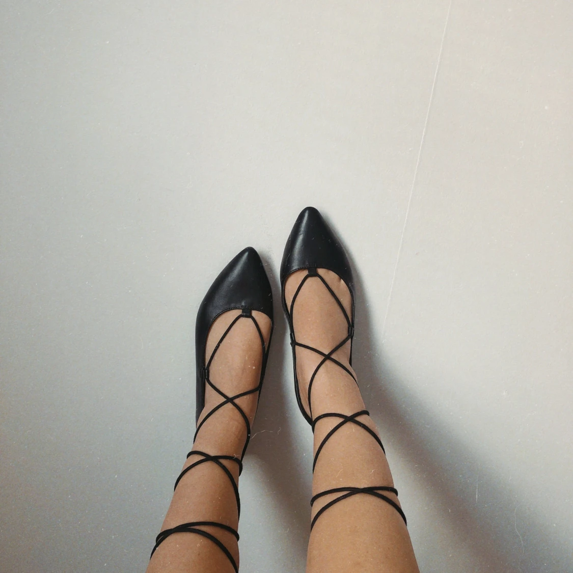 Pointed lace up flats