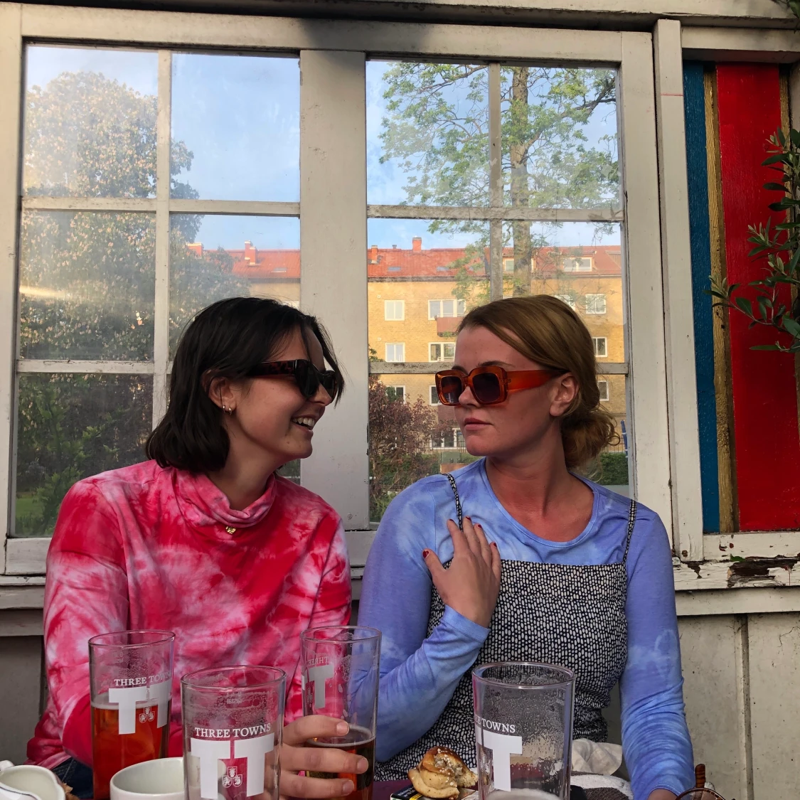 Långärmad polo i rosa batik  - 90