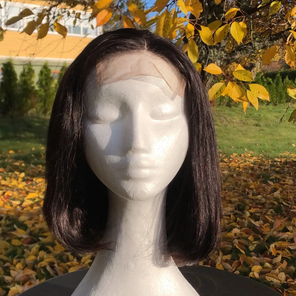 Blunt Cut Bob Wig Brazilian Lace Front Human Hair Wigs Straight Bob Wig Remy Lace Closure Wig With Baby Hair. Övrigt.
