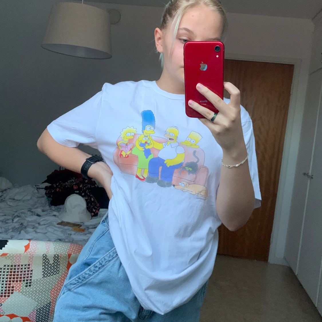 Vit t-shirt med tryck  - 90