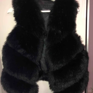  - Såå fin svart pälsväst⭐️ super fint skick men nån hake har lotsat men går lätt att fixa dit💕