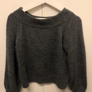 stickad tröja  - mörkgrå stickad tröja supervarm och mysig 