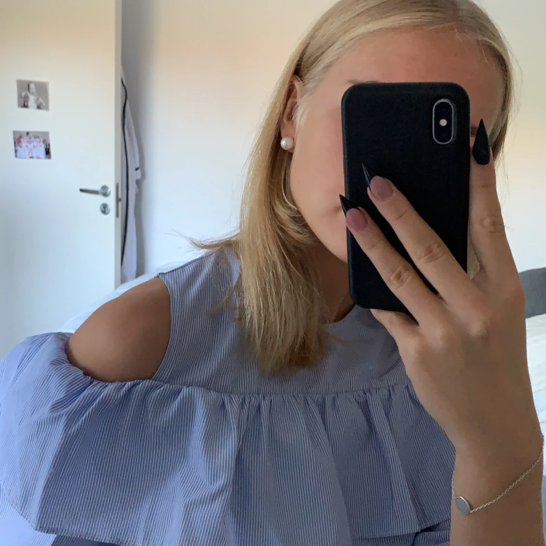 Blå&vit randig blus - 91