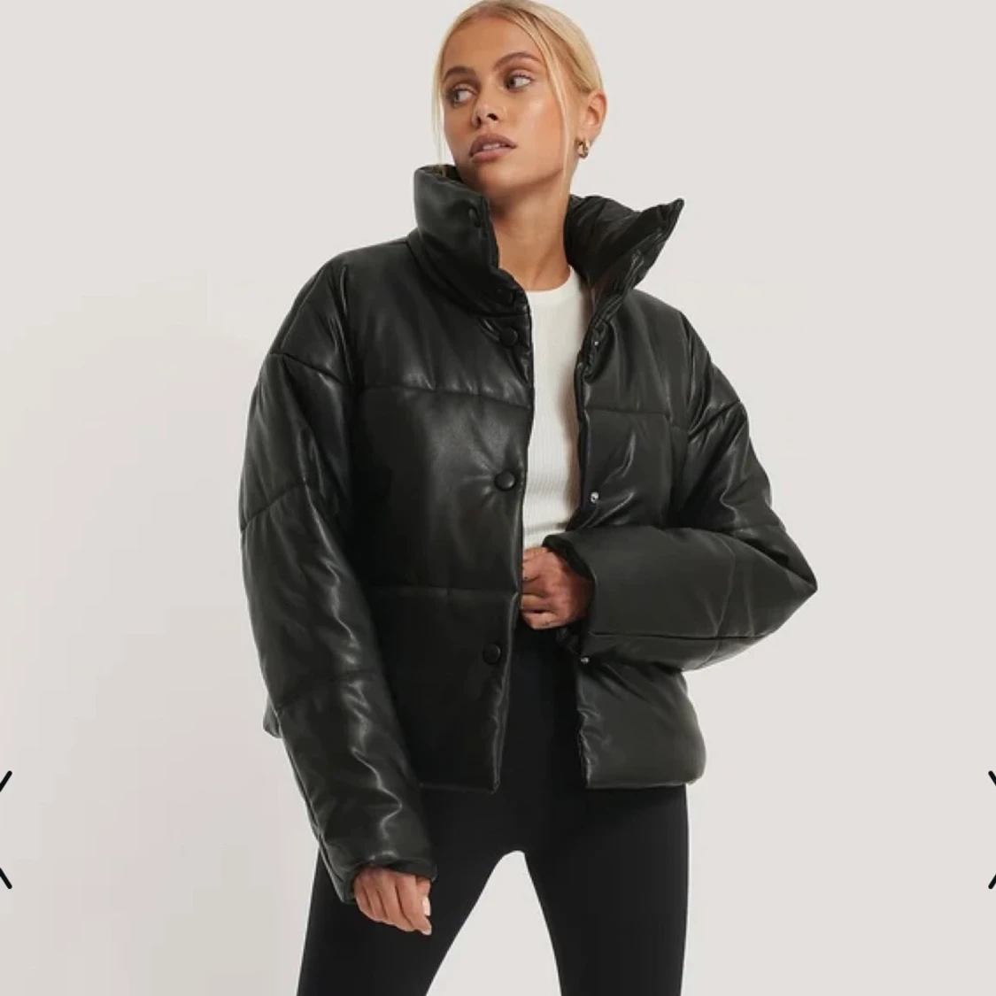 Läder puffjacka - 91
