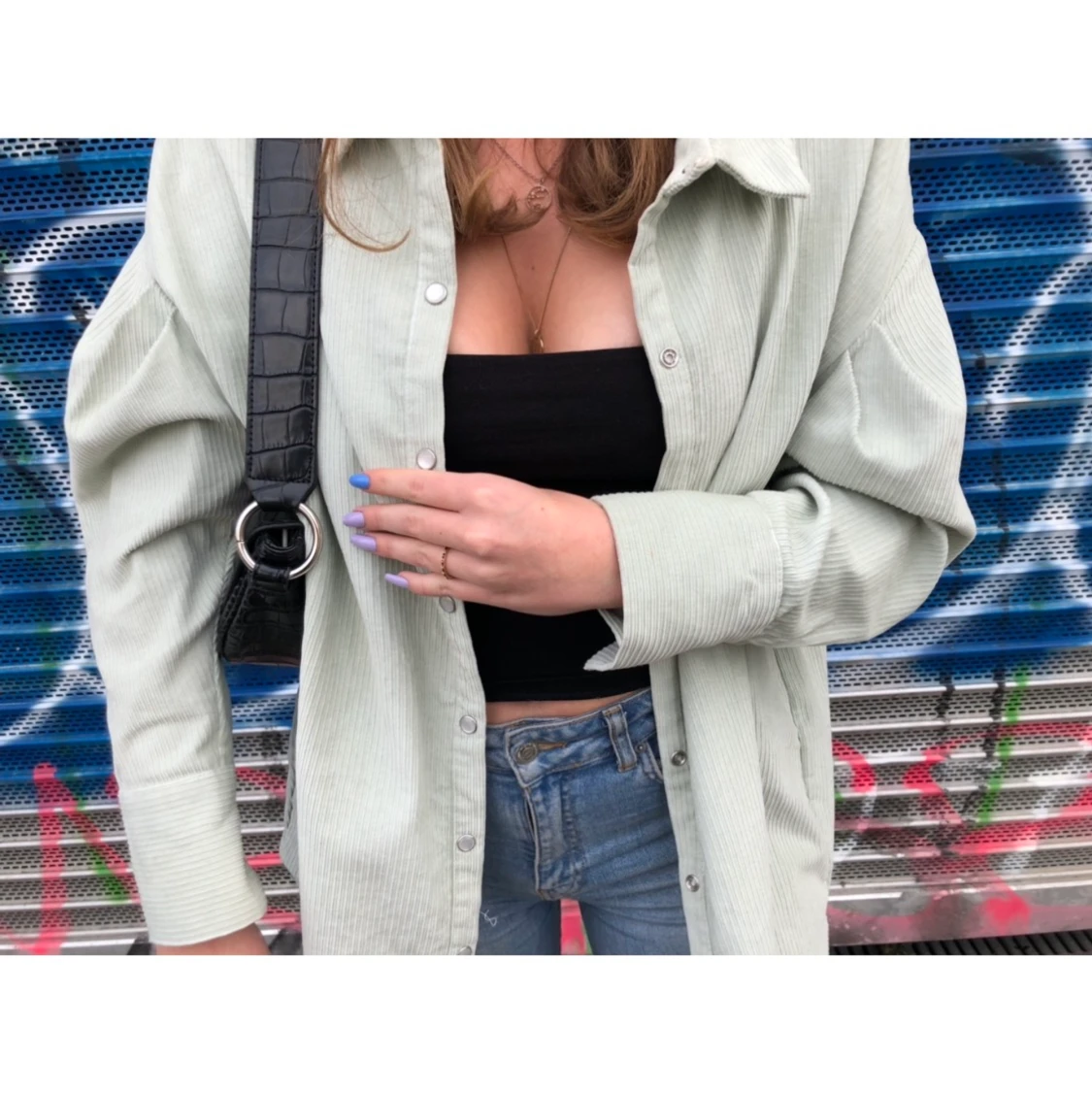 Mintgrön manchesterskjorta - 91