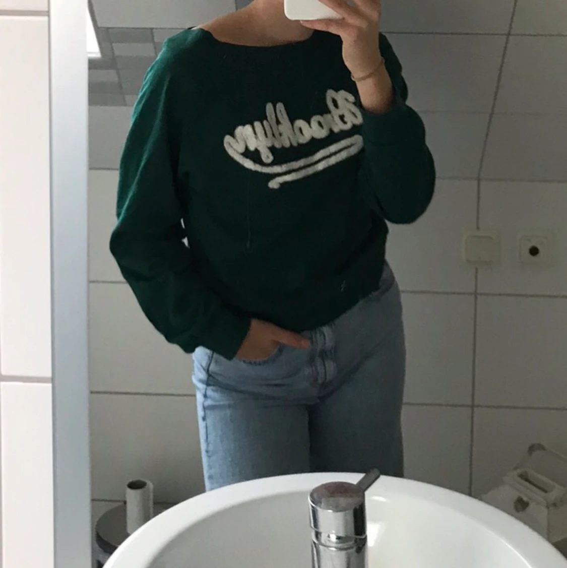 Grön sweatshirt med tryck#sweatshirt#trend#mysig#tröja