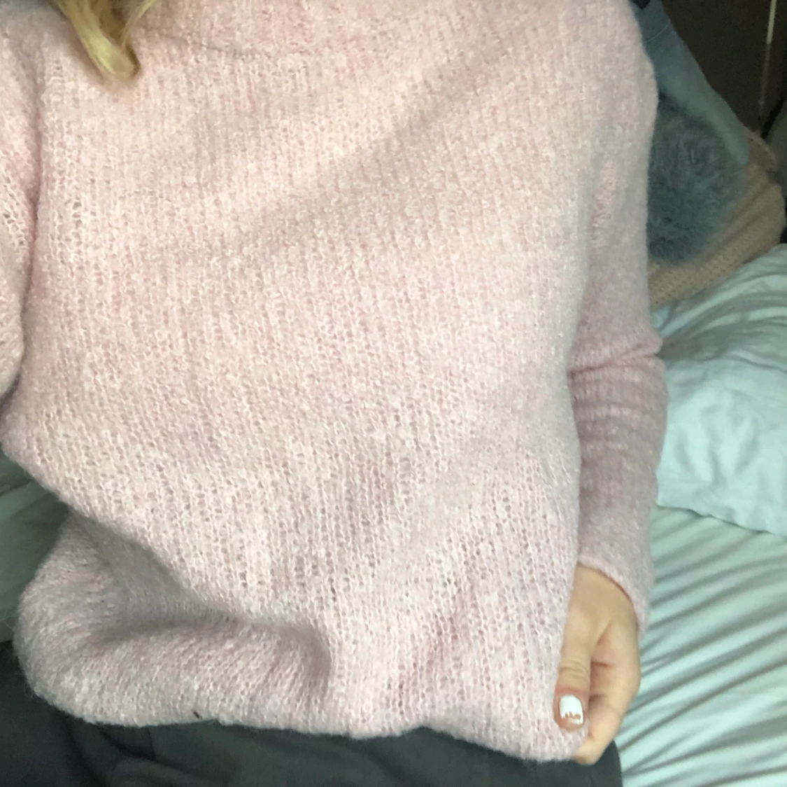 Rosa stickad tröja  - 91