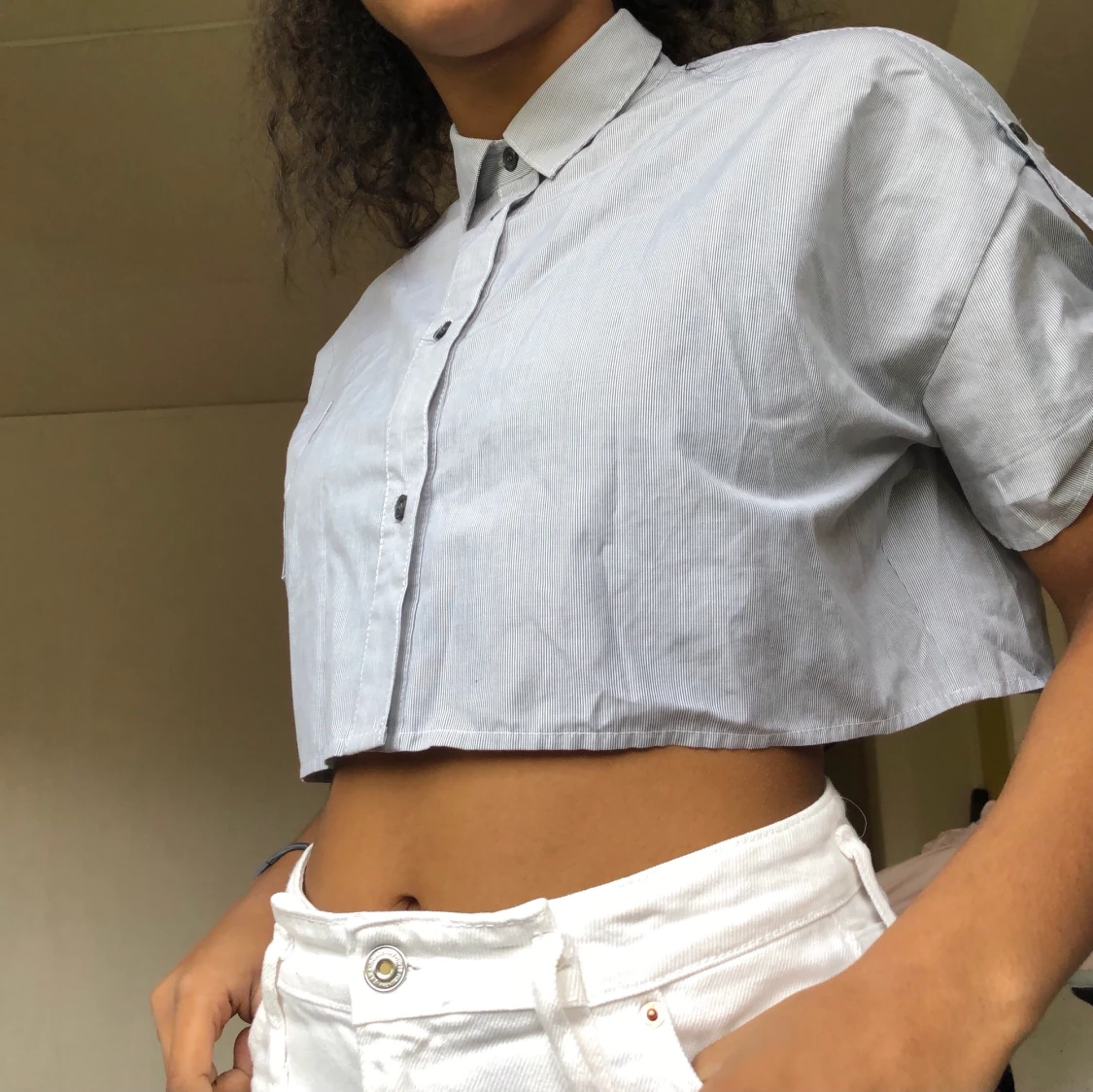 Cropped skjorta