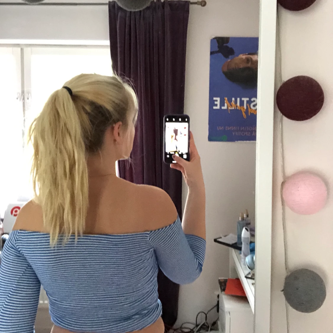 Randig of shoulder tröja - 91