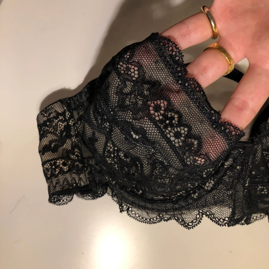 Svart spets-bh  - 90