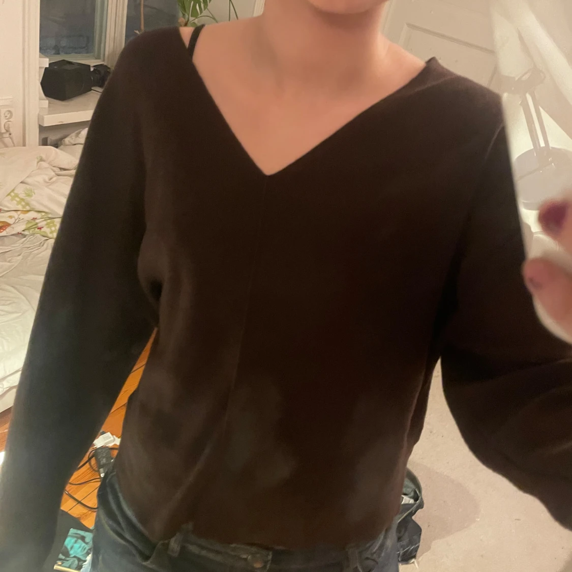 Brun offshoulder tröja - 90