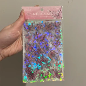 Holografiska fjärilsdekorationer 10 pack  - Säljer ett paket med holografiska fjärilsdekorationer i rosa och blå nyanser. Perfekta för att dekorera naglar eller andra kreativa projekt. Förpackningen innehåller flera fjärilar i olika storlekar med skimrande effekt.