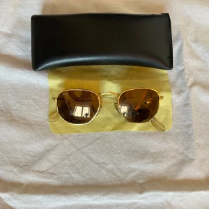 Guldfärgade solglasögon från Ray-Ban - Snygga guldfärgade solglasögon från Ray-Ban med fyrkantiga glas och bruna linser. Kommer med ett svart fodral för säker förvaring. Perfekta för soliga dagar! RayBan W1910 Survivor Diamond Hard Glas