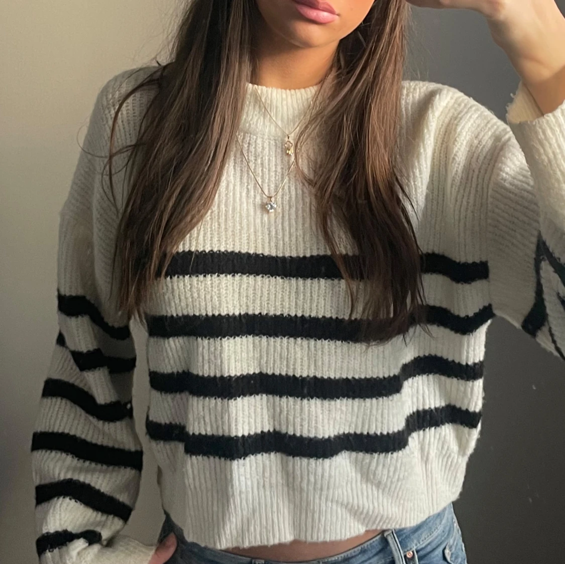 Randig stickad tröja - 91