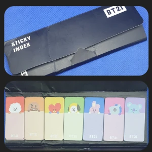 Sticky Notes - 🐨 BTS BT21 - Bangtan Boys BTS Sticky Notes, mått på dessa är 15 × 5 cm. Fodralet är något knögligt men inte så att den skadat några av papprena, helt oanvänd (har endast legat i en låda) Verkar svår att få tag på idag, enda stället jag såg den på var någon från England som sålde den för 10pund = 140kr på Ebay. Titta igenom alla mina upplagda och köp fler saker i bundle för att spara på frakten och få allt du köpt i ett och samma paket