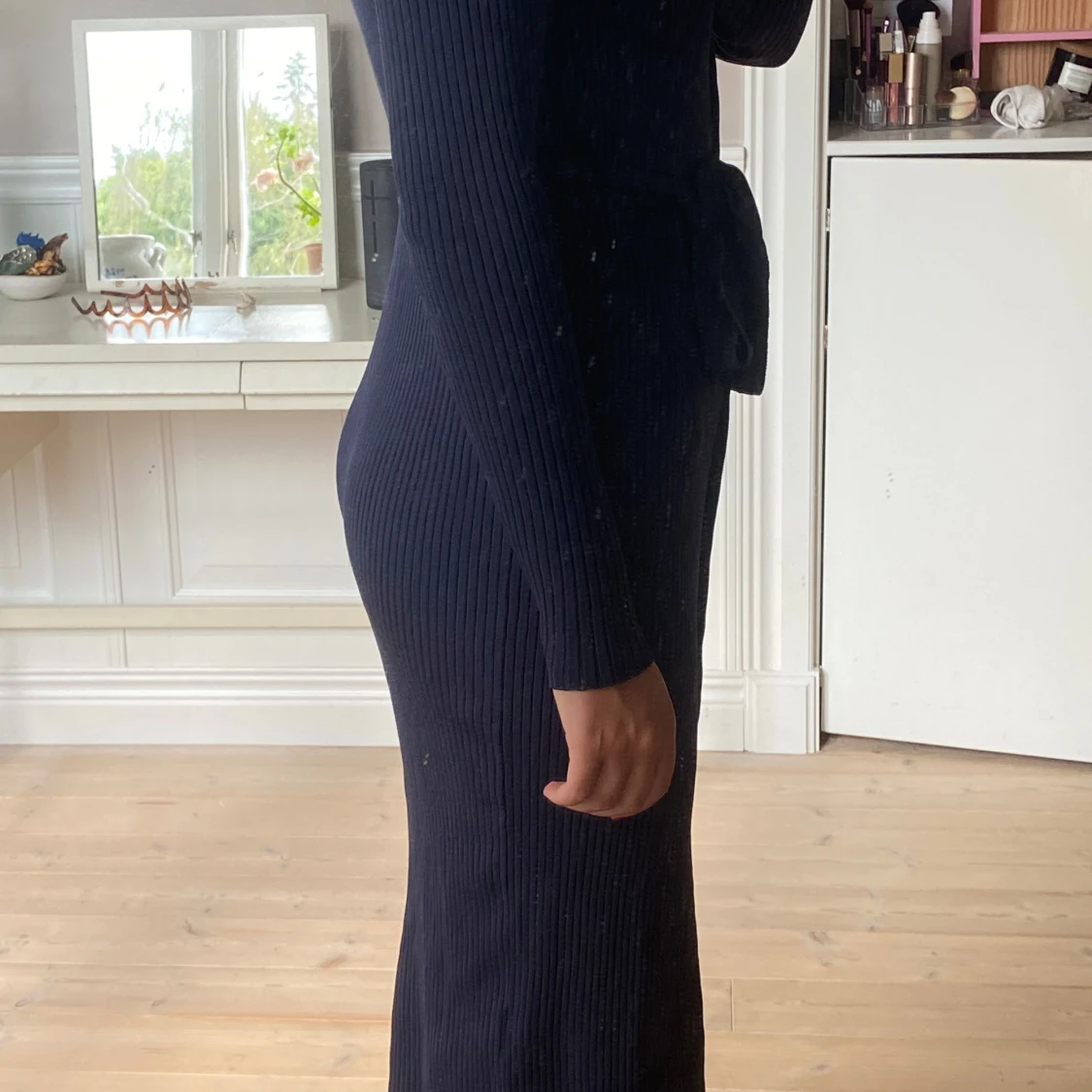 Ribbstickad klänning  - 91