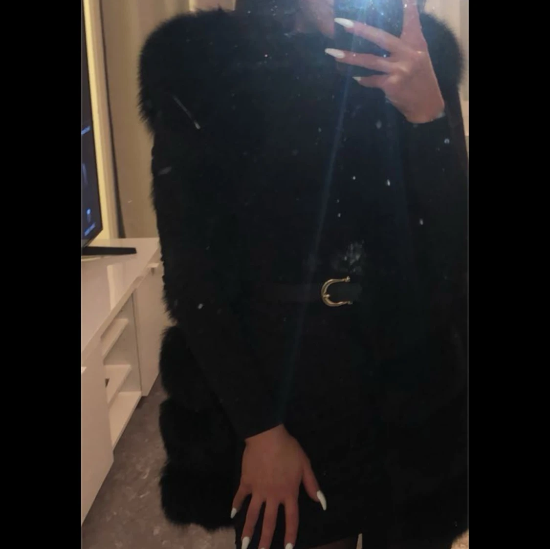 Svart äkta pälsväst - 1