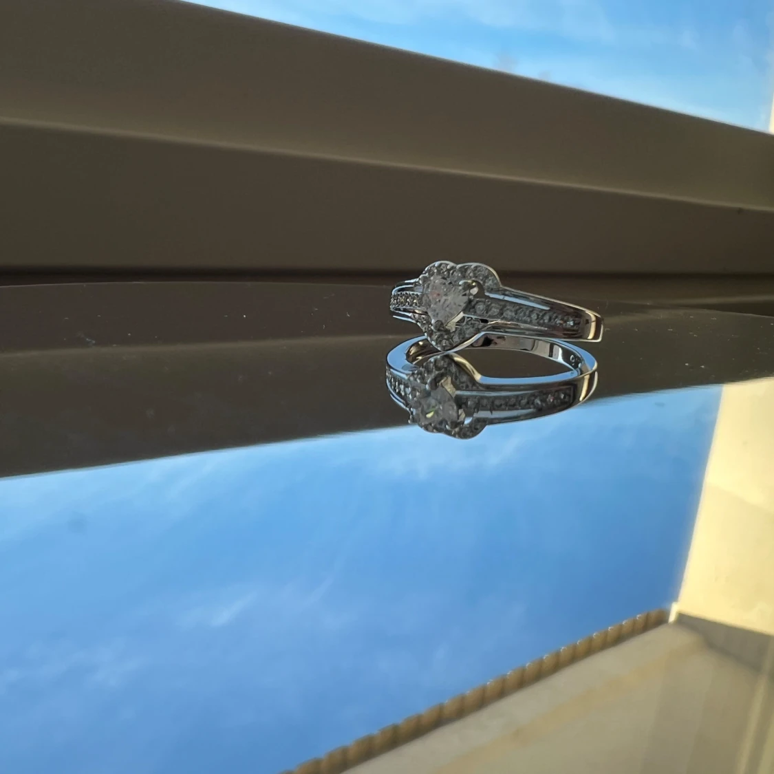 Äkta Silverring med hjärtformad sten - 2