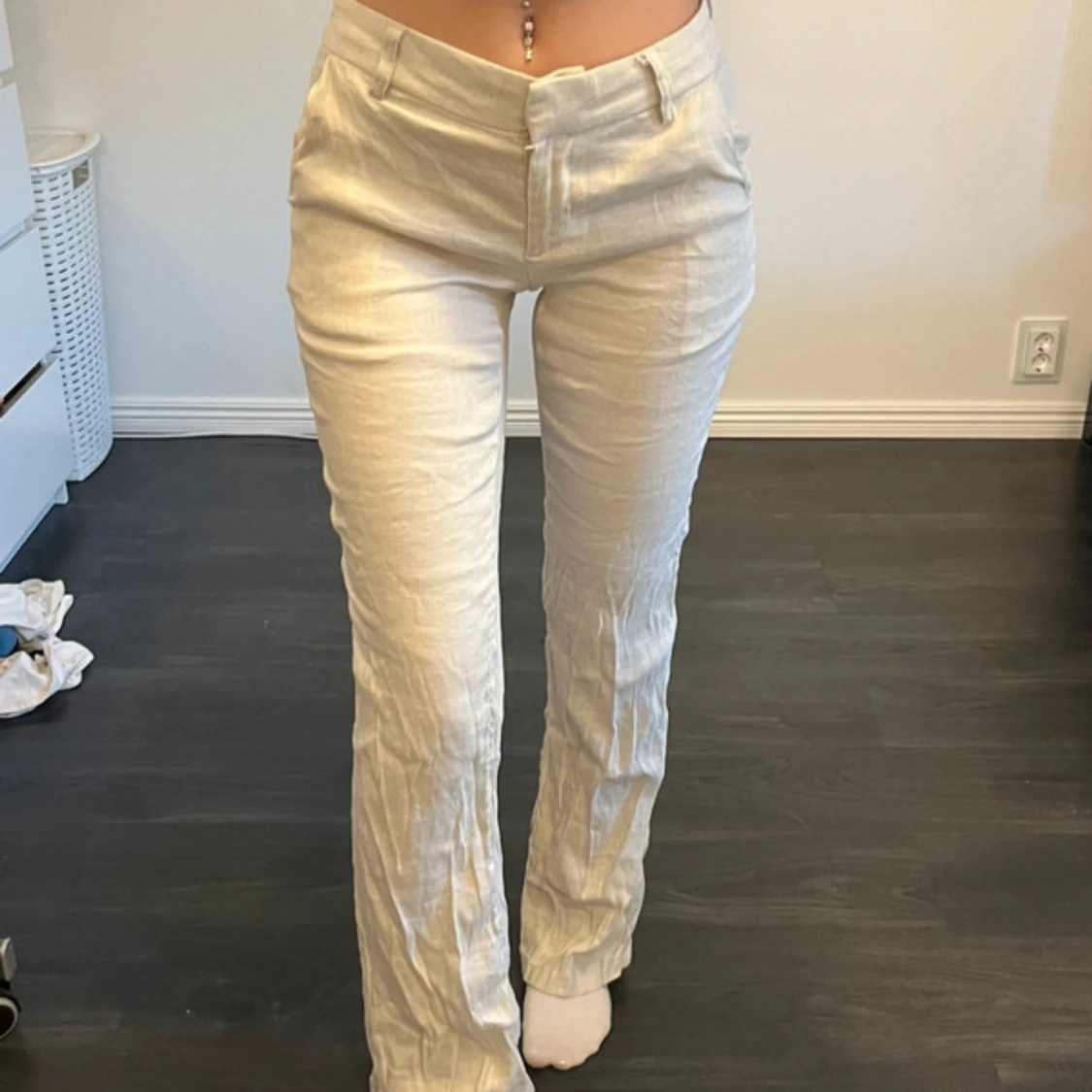 Beige linnebyxor - 91