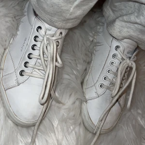 Vita sneakers från Gant - Säljer ett par vita sneakers från Gant i bra skick. De har klassisk snörning och en stilren design med silverdetaljer på hälen. Perfekta för vardagsbruk och passar till det mesta i garderoben. Sköna och stiliga för både vår och sommar! Pris går att diskutera.