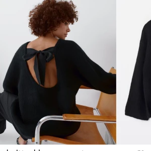 Svart tröja med öppen rygg och rosett - Snygg svart tröja med öppen rygg och rosett. Perfekt för en stilren look. Tröjan har långa ärmar och en lös passform. Inte använd, prislappen finns kvar! Ordinarie pris 500kr. Fler bilder kan skickas! 