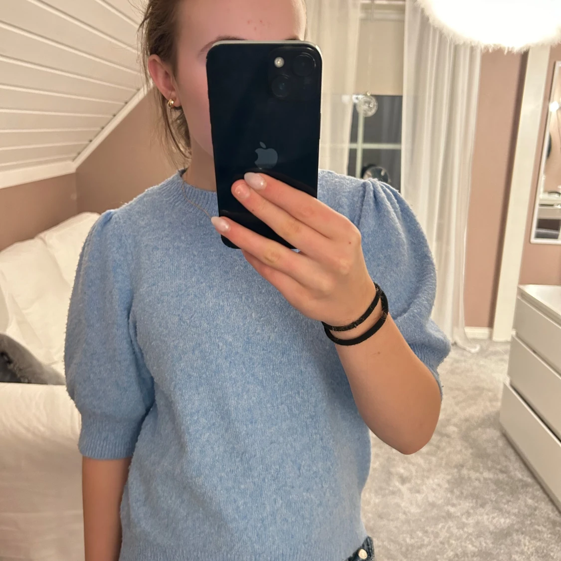 Ljusblå stickad tröja - 1