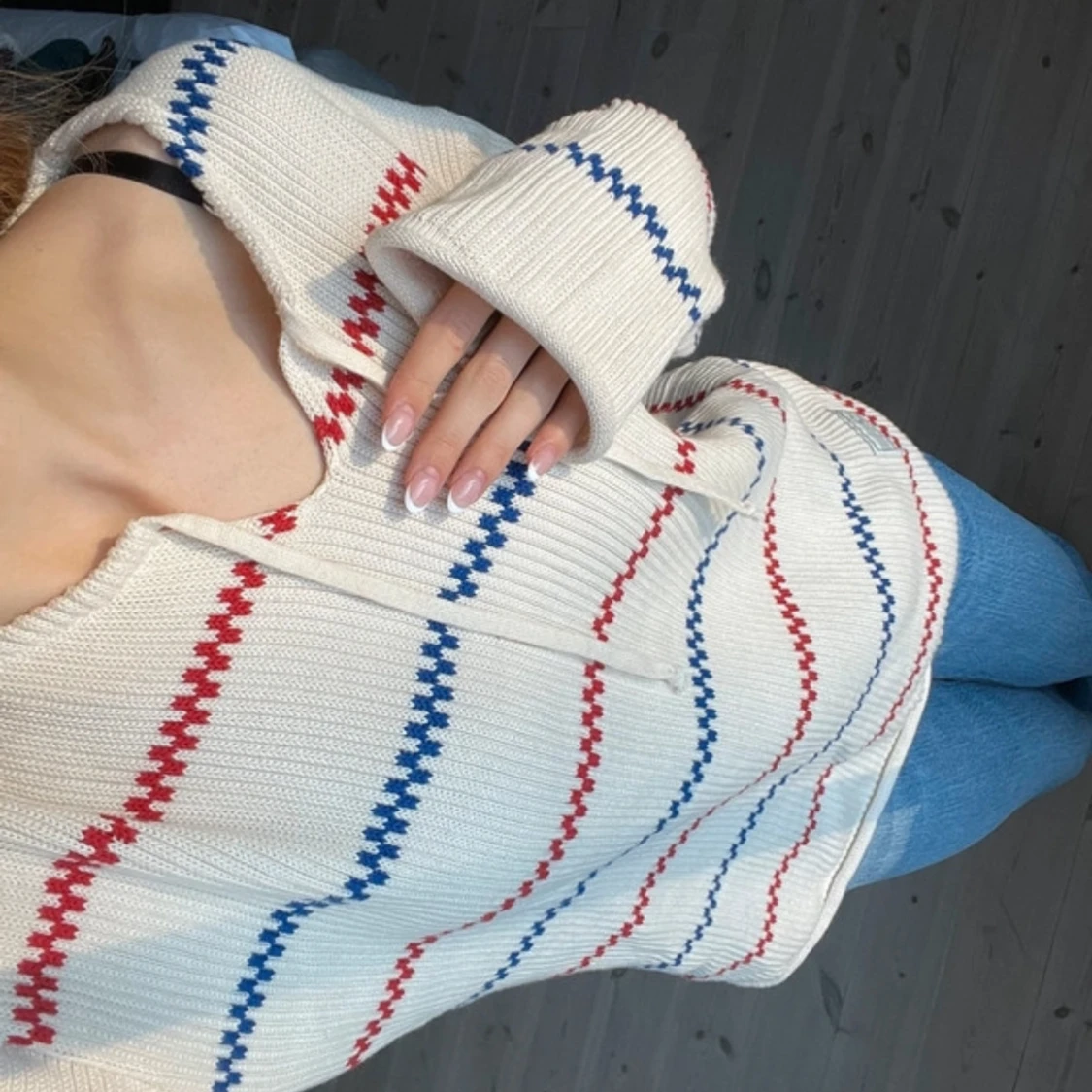 Mysig stickad kärringötröja  - 1