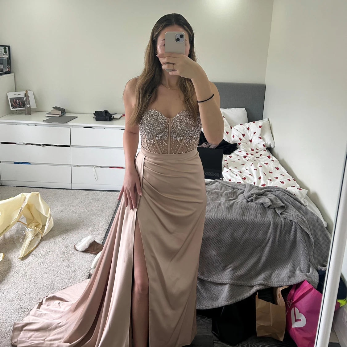 Champagnefärgad långklänning - 2