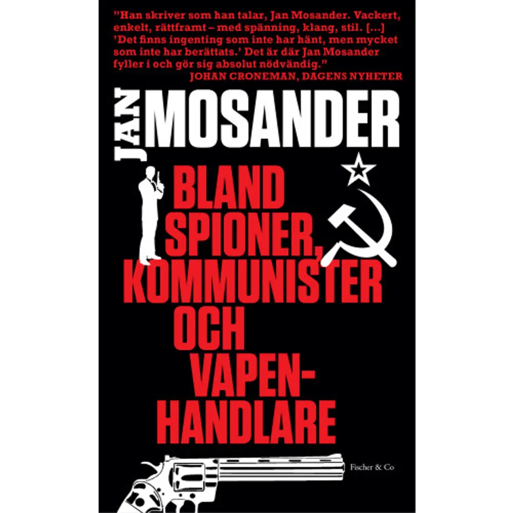 Få svenska journalister har druckit te med Albert Speer, intervjuat kungens okända moster och avslöjat storspionen Stig Bergling, liksom Bofors vapenaffärer i Indien. Jan Mosander har genom åren också väckt stor uppmärksamhet med sina grävande reportage och belönats med många priser. 1987 fick han till exempel Stora journalistpriset. Men det de flesta av oss kanske minns bäst är ändå hans välkända röst från radion då han vid oräkneliga tillfällen rapporterat om stora och små nyheter från Europa. Bland spioner, kommunister och vapenhandlare skildrar en unik och spännande journalistkarriär där verkligheten ofta snuddat vid äventyret. Mosander har själv varit anhållen, avlyssnad, förföljd, efterlyst och stämplad som statens fiende i de gamla kommuniststaterna, och har nu fått se digra akter om detta i säkerhetstjänsternas arkiv. I boken får vi dessutom ta del av några av vår samtids största, mest betydelsefulla och omvälvande händelser.  Han skriver som han talar, Jan Mosander. Vackert, enkelt, rättframt med spänning, klang, stil. [] Det finns ingenting som inte har hänt, men mycket som inte har berättats. Det är där Jan Mosander fyller i och gör sig absolut nödvändig. Johan Croneman, Dagens Nyheter  en osedvanligt brännande minnesbok [] Läs och begrunda om riktig journalistik. Rolf Nilsén, Norrbottens-Kuriren  Mosander är inte den som hemfaller åt enkel argumentation. Som erfaren reporter vet han att fakta är bättre argument än personliga åsikter. [] Skildringen av hur Mosander och andra på Ekot lyckades avslöja Bofors mutor, regeringens mörkläggning och den indiska ledningens dubbelspel är en utmärkt berättelse om det neutrala Sveriges dubbelmoral. Med samma undersökande saklighet skildrar han det Östeuropa han på nära håll i DDR, Polen och Tjeckoslovakien såg upplösas efter Berlinmurens fall 1989. Som tidsskildring är hans minnesbok värdefull i sin stillsamma saklighet. [] Men här finns också minnen från stora nyheter. Som terrorattacken mot den israeliska OS-truppen i München där Mosander fanns på plats. Curt Bladh, Sundsvalls Tidning  Jan Mosander är en av ett fåtal svenska kvalitetsreportrar. En av dem som vågat tränga lite längre bakom kulisserna än andra och vänt på varje sten Rolf Asmundsson, Östran  Boken borde ingå i all journalistutbildning. Kerstin Matz, Dagens Arbete  JAN MOSANDER är journalist med mångårig och bred erfarenhet. Han är också författare och Berlinkännare och har tidigare skrivit en personlig guide till staden. Mosander har även utkommit med reportageboken Pengarna som försvann (Fischer & Co, 2008) om det slösaktiga svindleriet med vårt skattefinansierade bistånd.    Format Pocket   Omfång 413 sidor   Språk Svenska   Förlag Fischer & Co   Utgivningsdatum 2014-03-13   Medverkande Niklas Lindblad   ISBN 9789186597641  . Böcker.