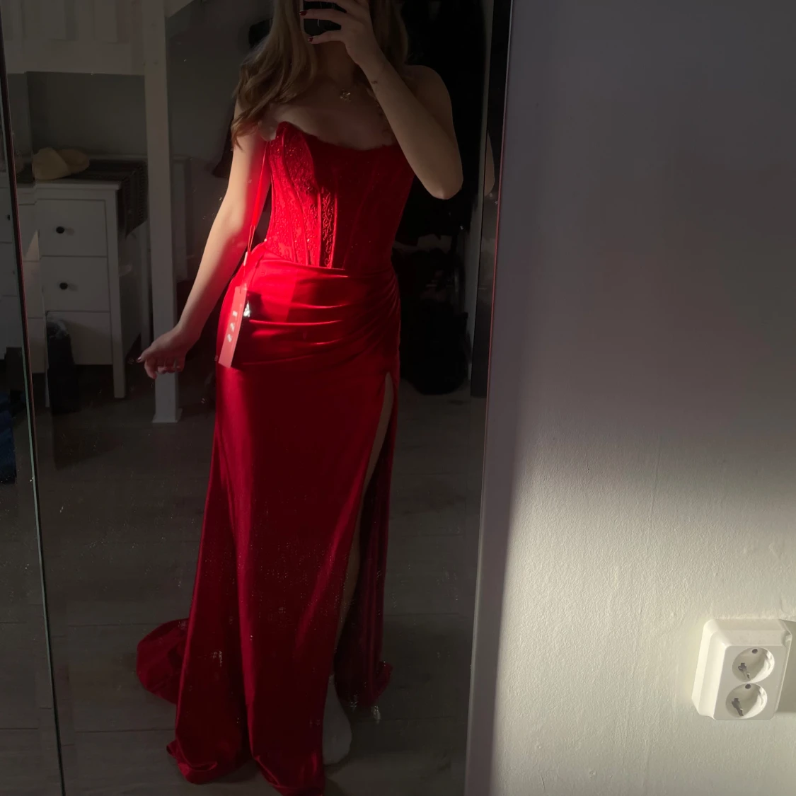 Röd Balklänning med slits - 92