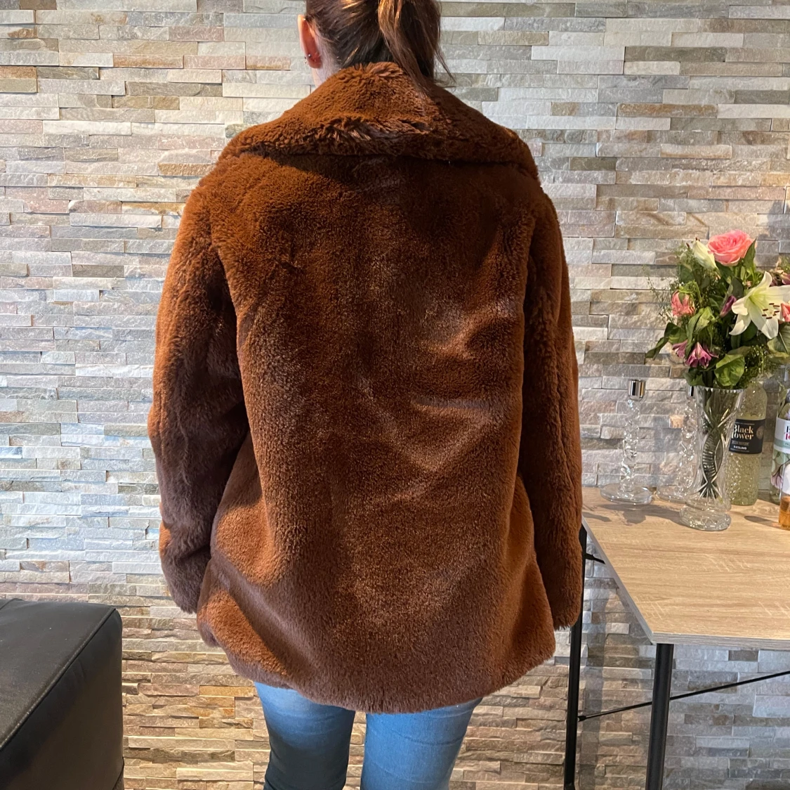 Brun teddy jacka  - 91