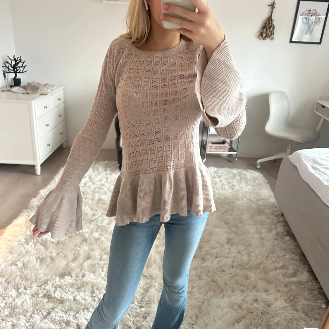 Beige rosa topp/blus