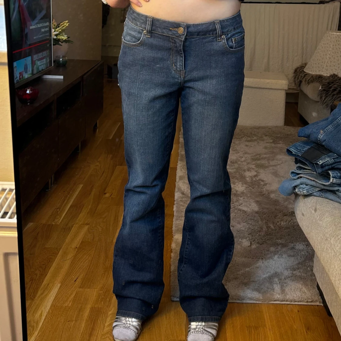 Blå bootcut jeans - 90